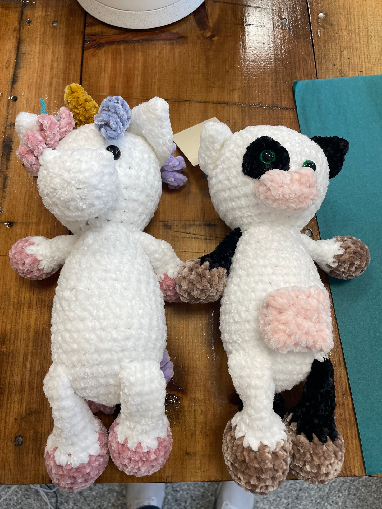 Cow or unicorn stuffed animals crocheted