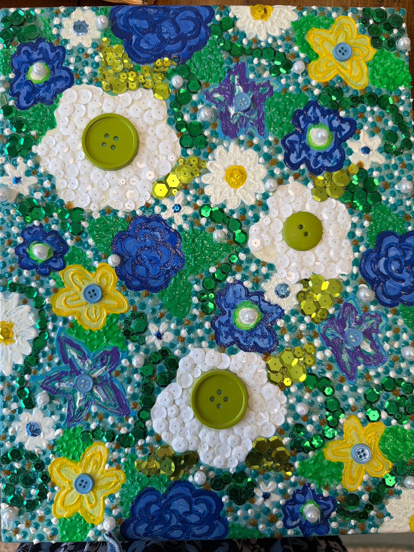 Flower button painting by Elizabeth