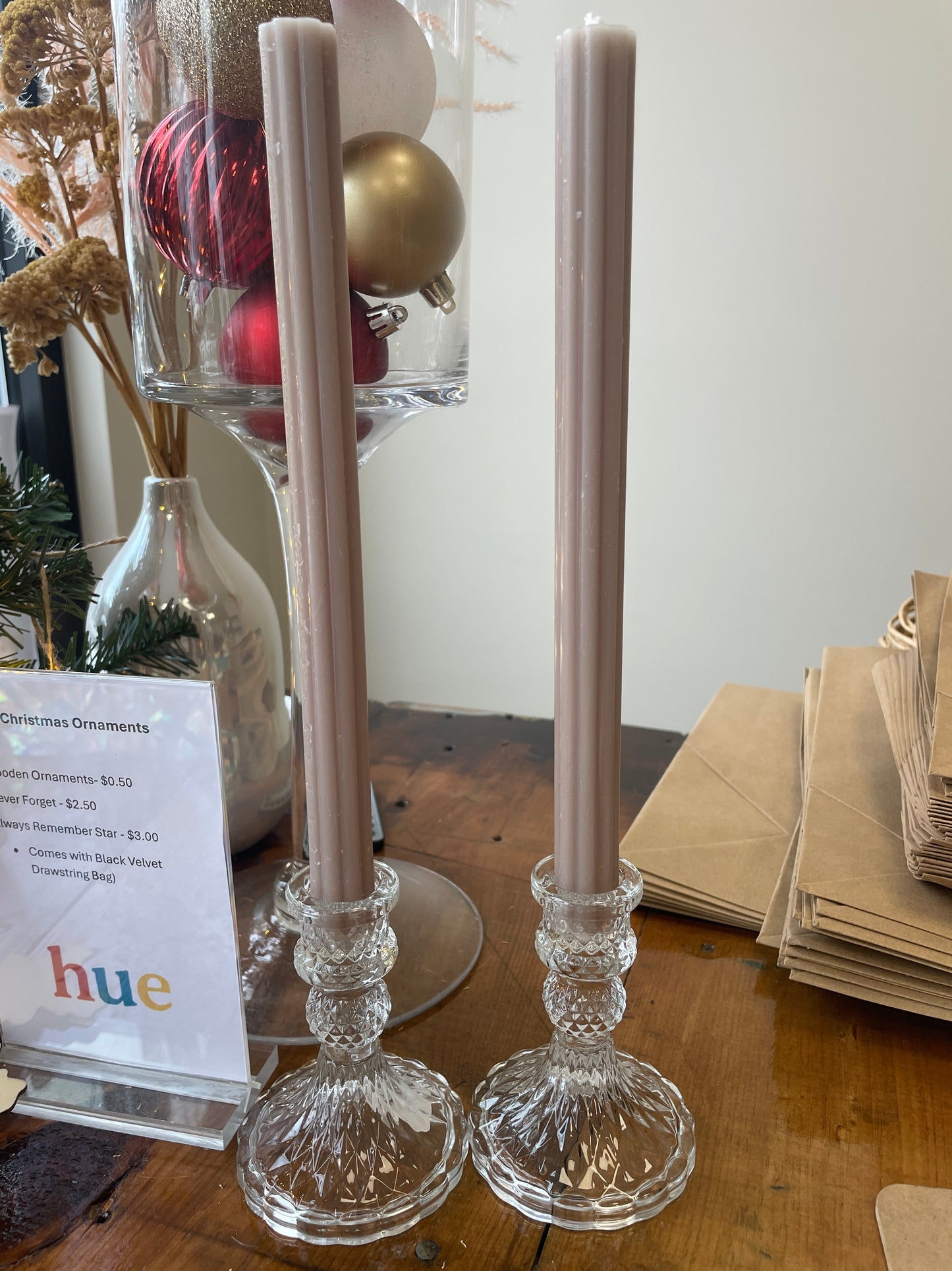 Candle and glass votive/candlesticks