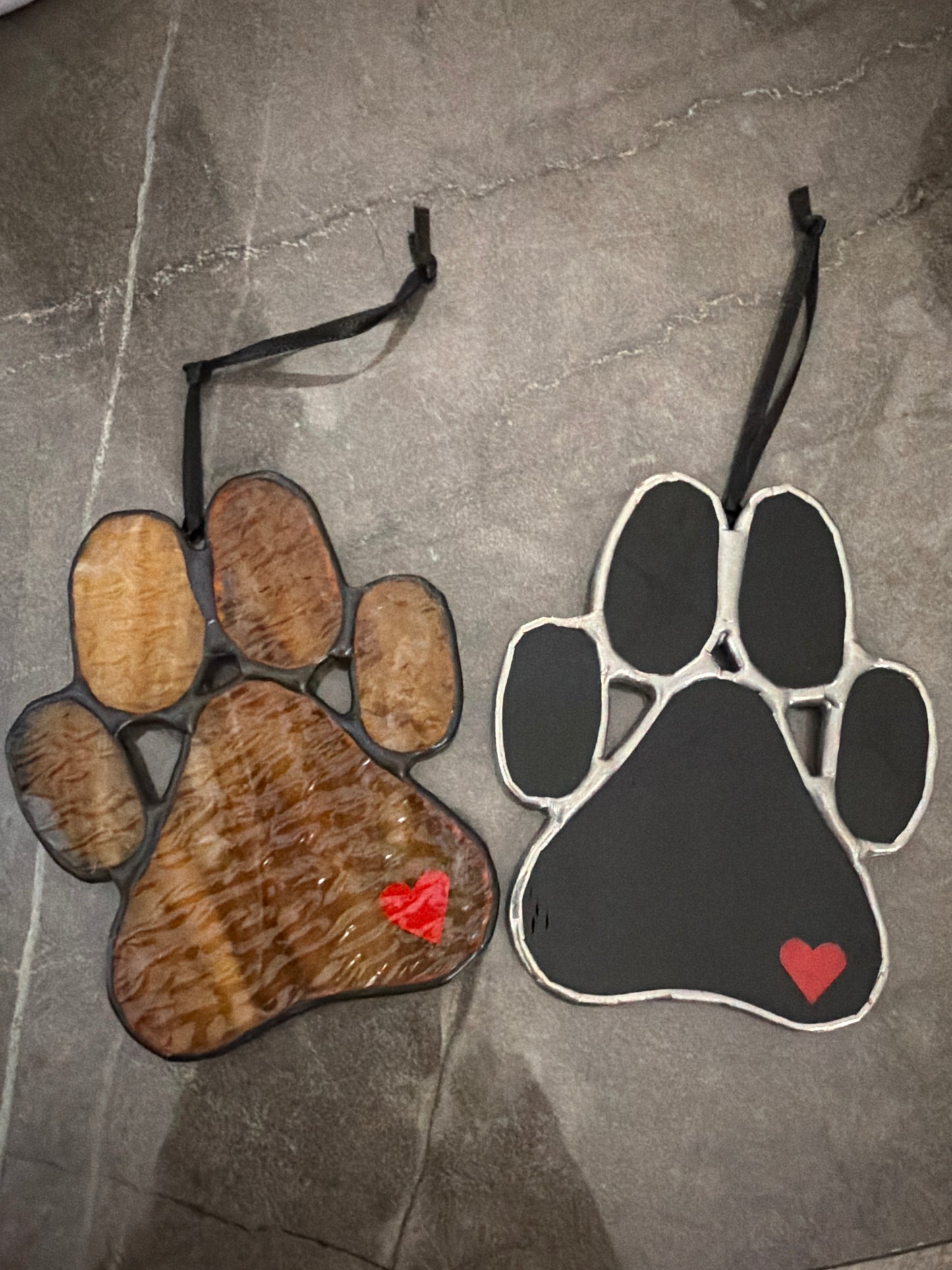 Stained glass paw print