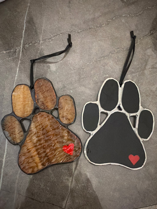 Stained glass paw print