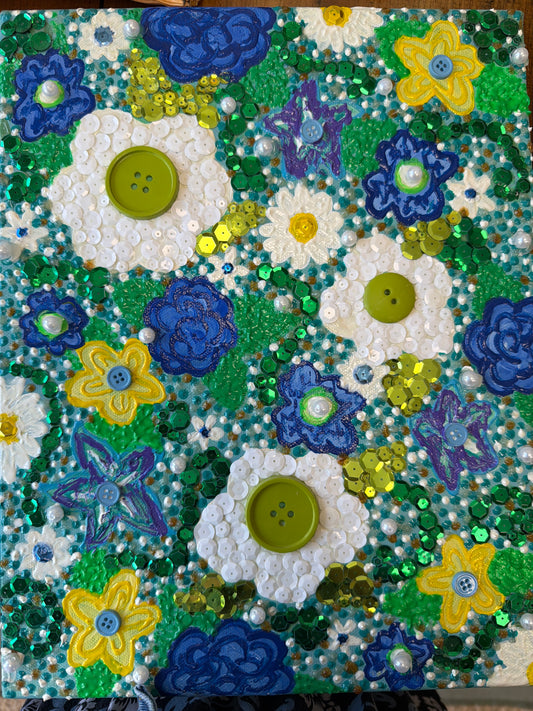 Flower button painting by Elizabeth