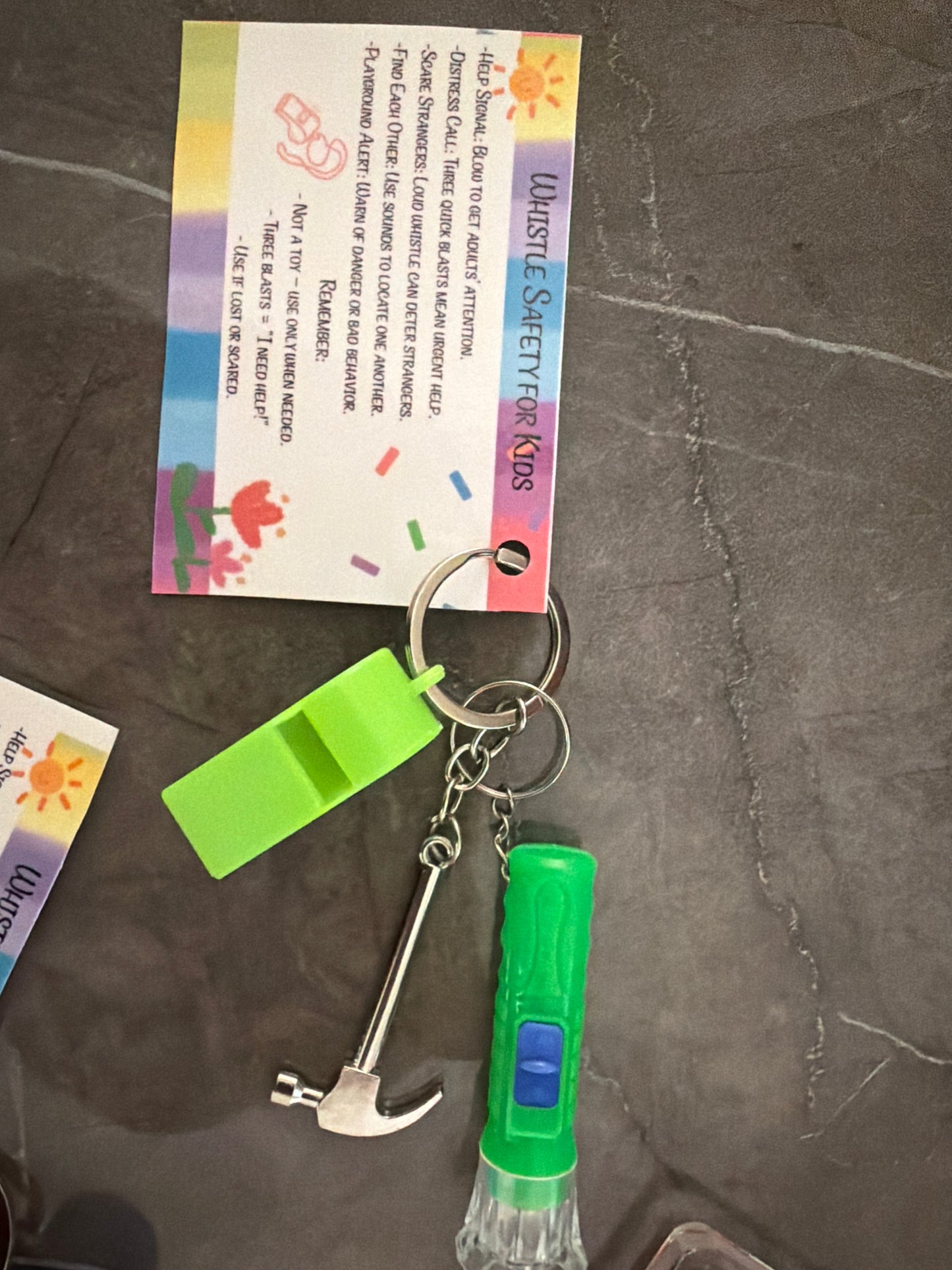 Whistle safety for kids keychain