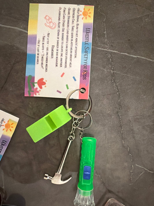 Whistle safety for kids keychain