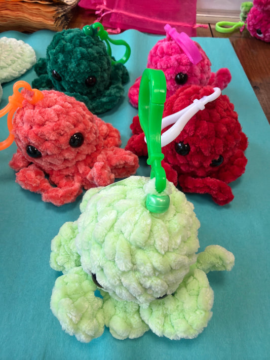 Crocheted octopus keychains