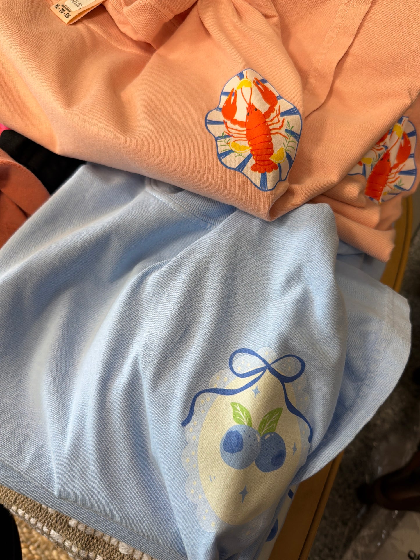 Lobster and blueberry tshirts