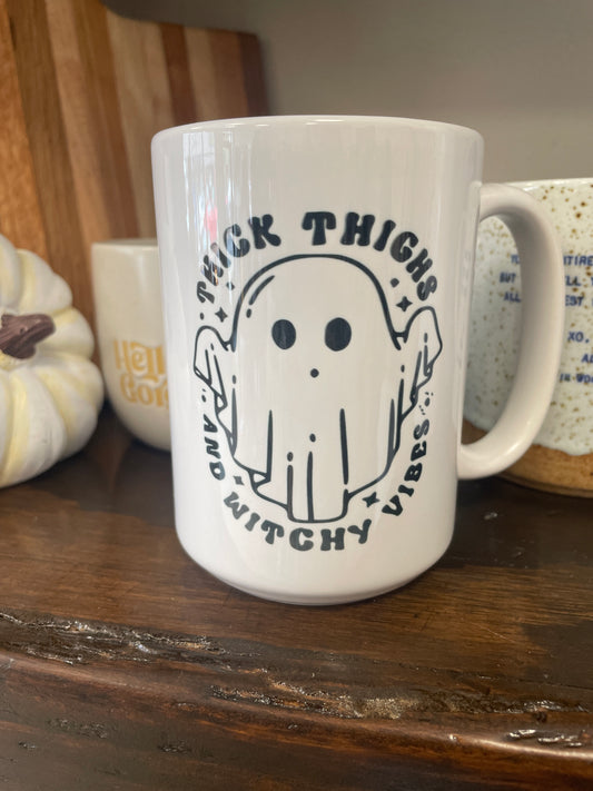 Thick thighs and witchy vibes mug- ghost