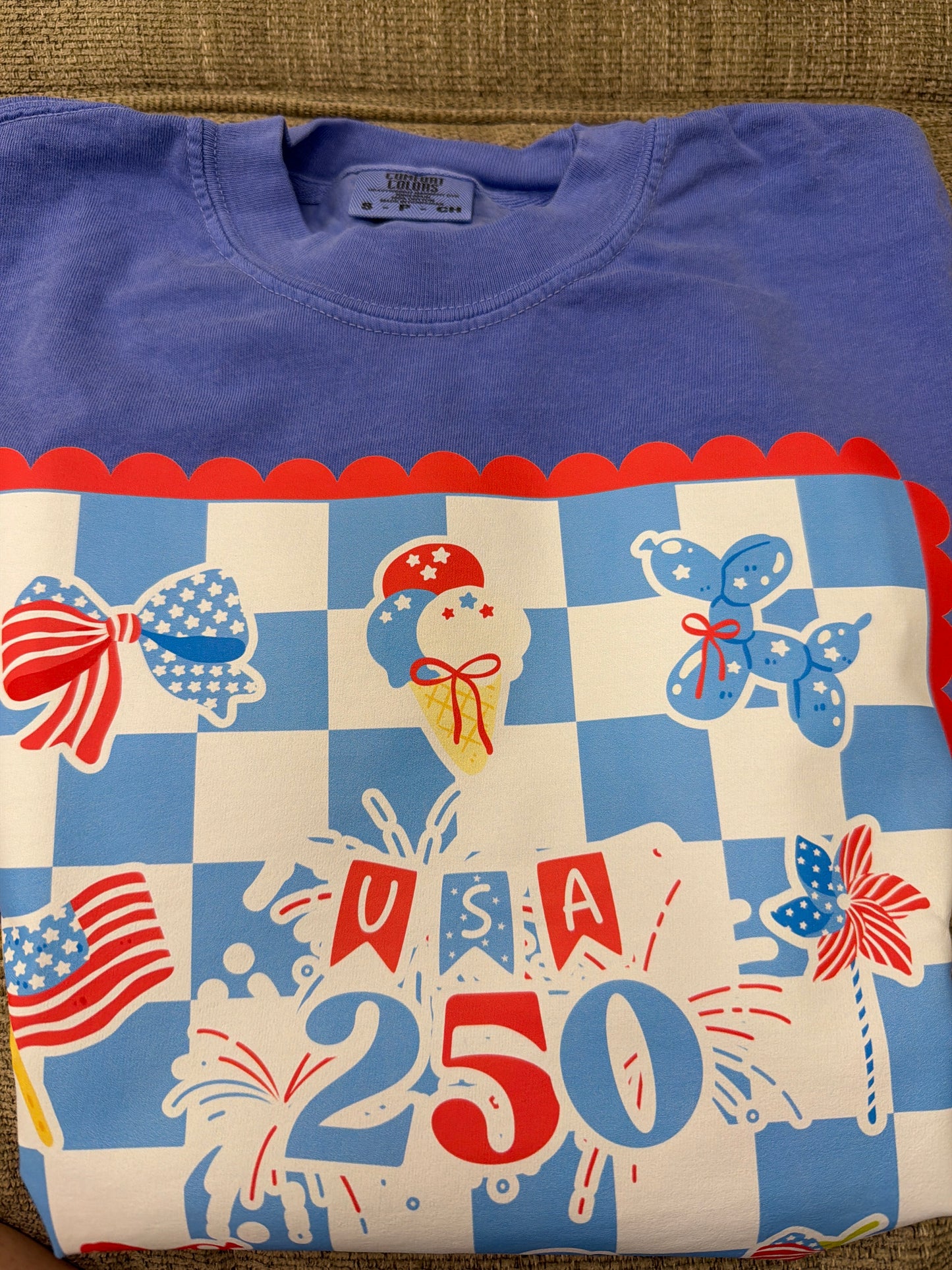 USA 250 red white blue tshirt