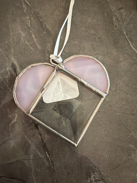 Three piece stained glass heart