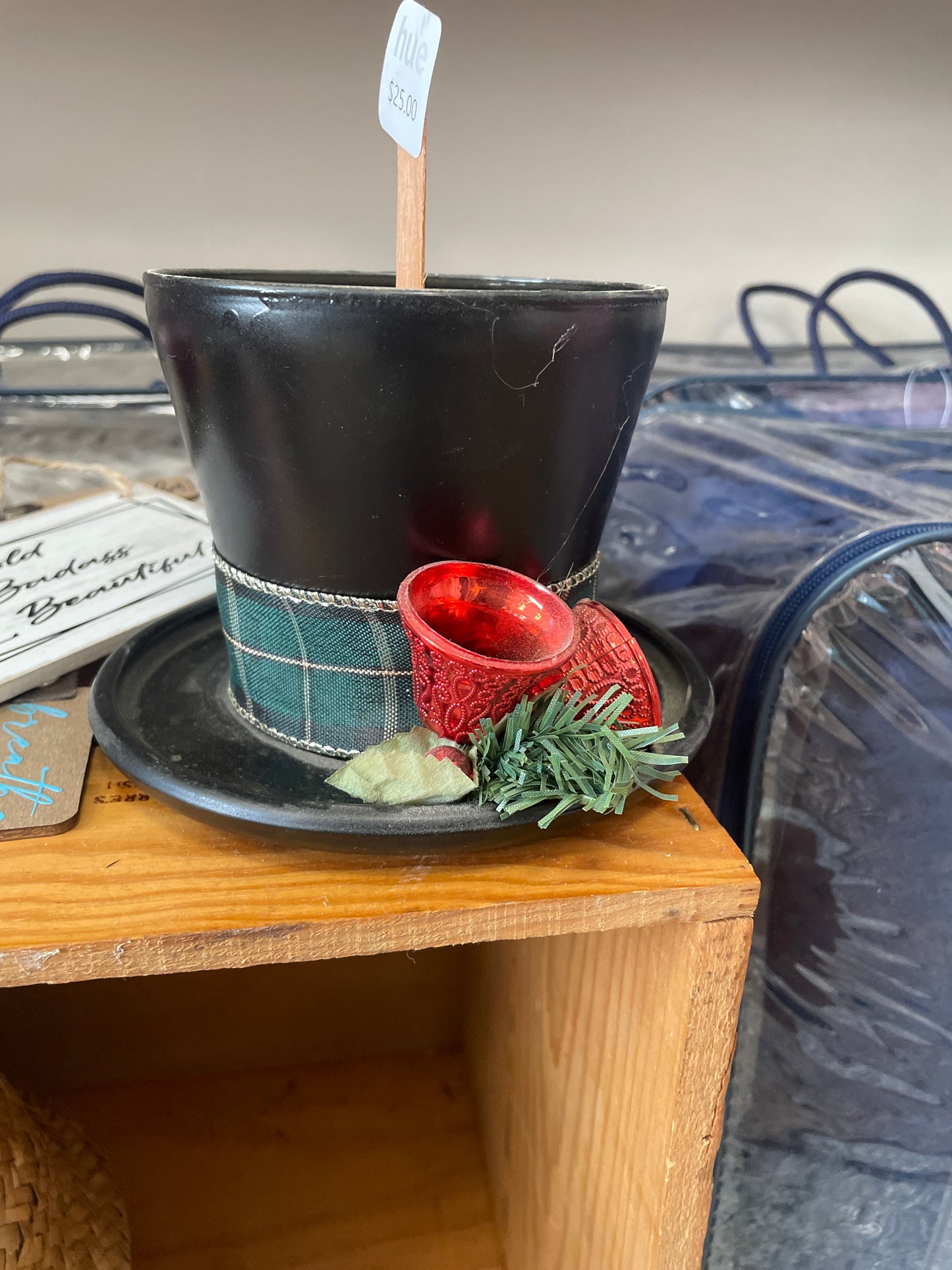 Top hat wooden wick candles