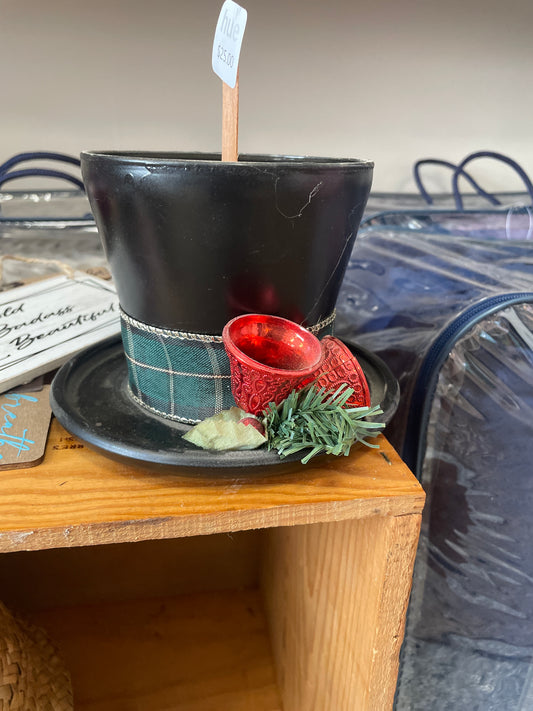 Top hat wooden wick candles