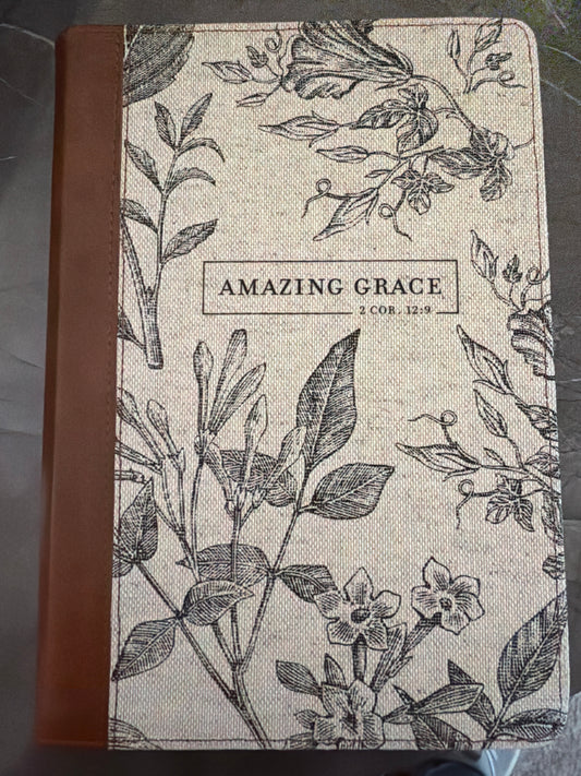 Amazing grace leather zipper journal