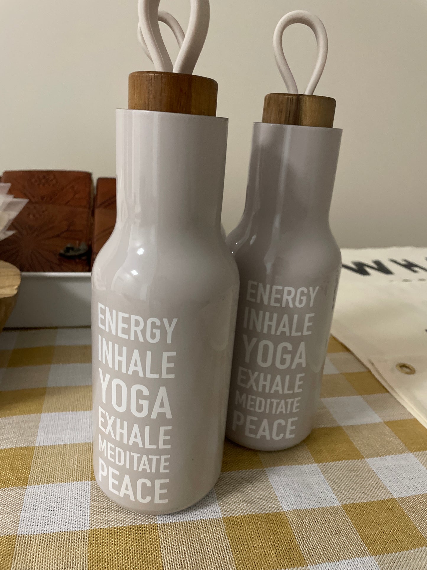 Energy inhale yoga water bottle