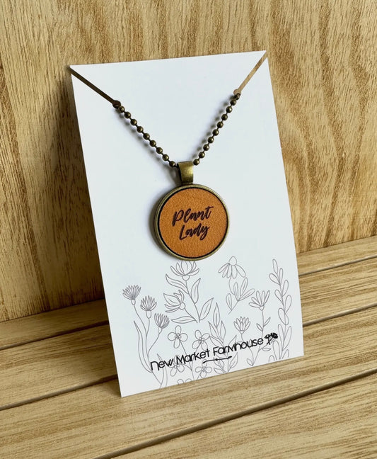 Plant Lady Necklace-Leather Pedant Necklace