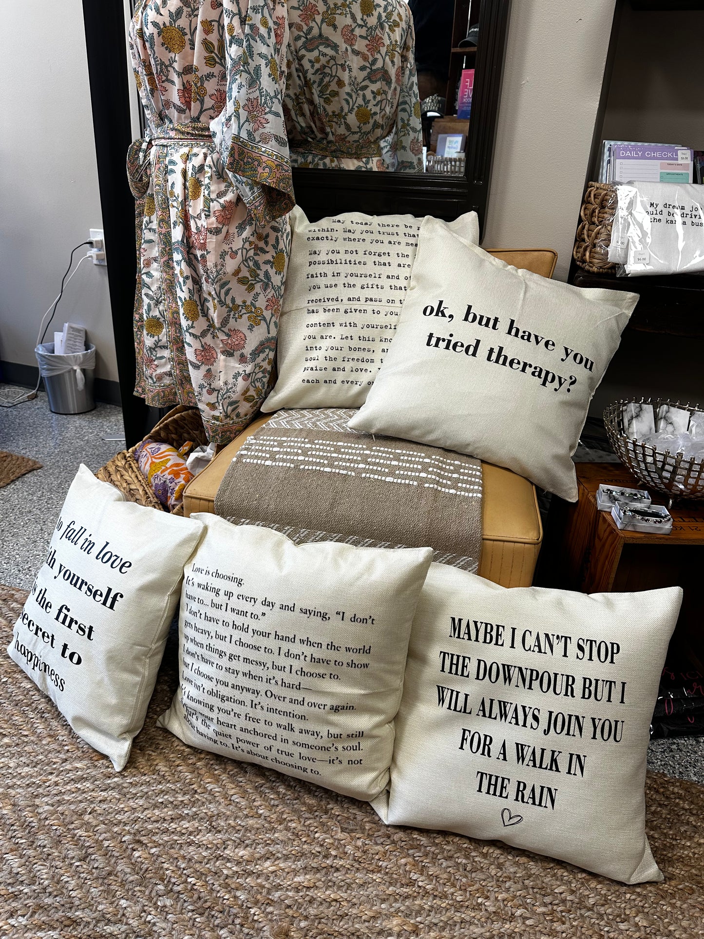 Pillow with quote