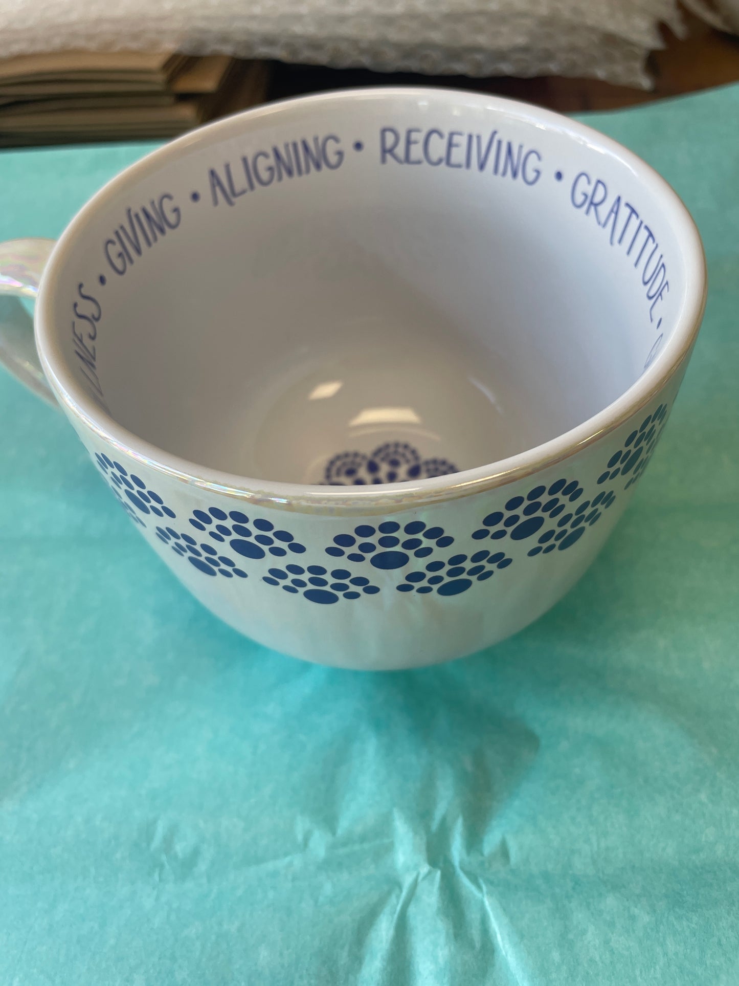 Generosity, openness, fullness, giving, aligning, receiving, gratitude mug